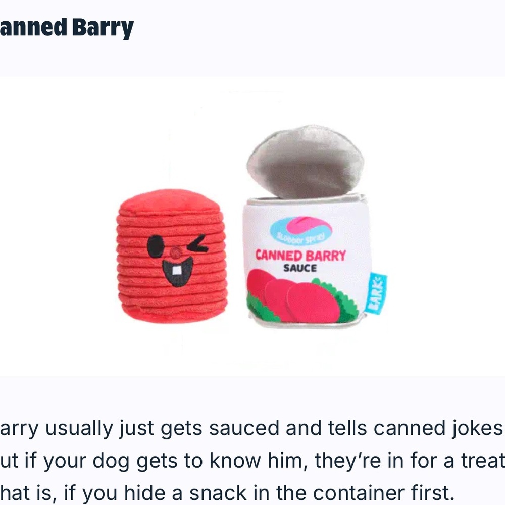 NWT Bark Canned Barry Sauce Dog Toy - Picture 9 of 10